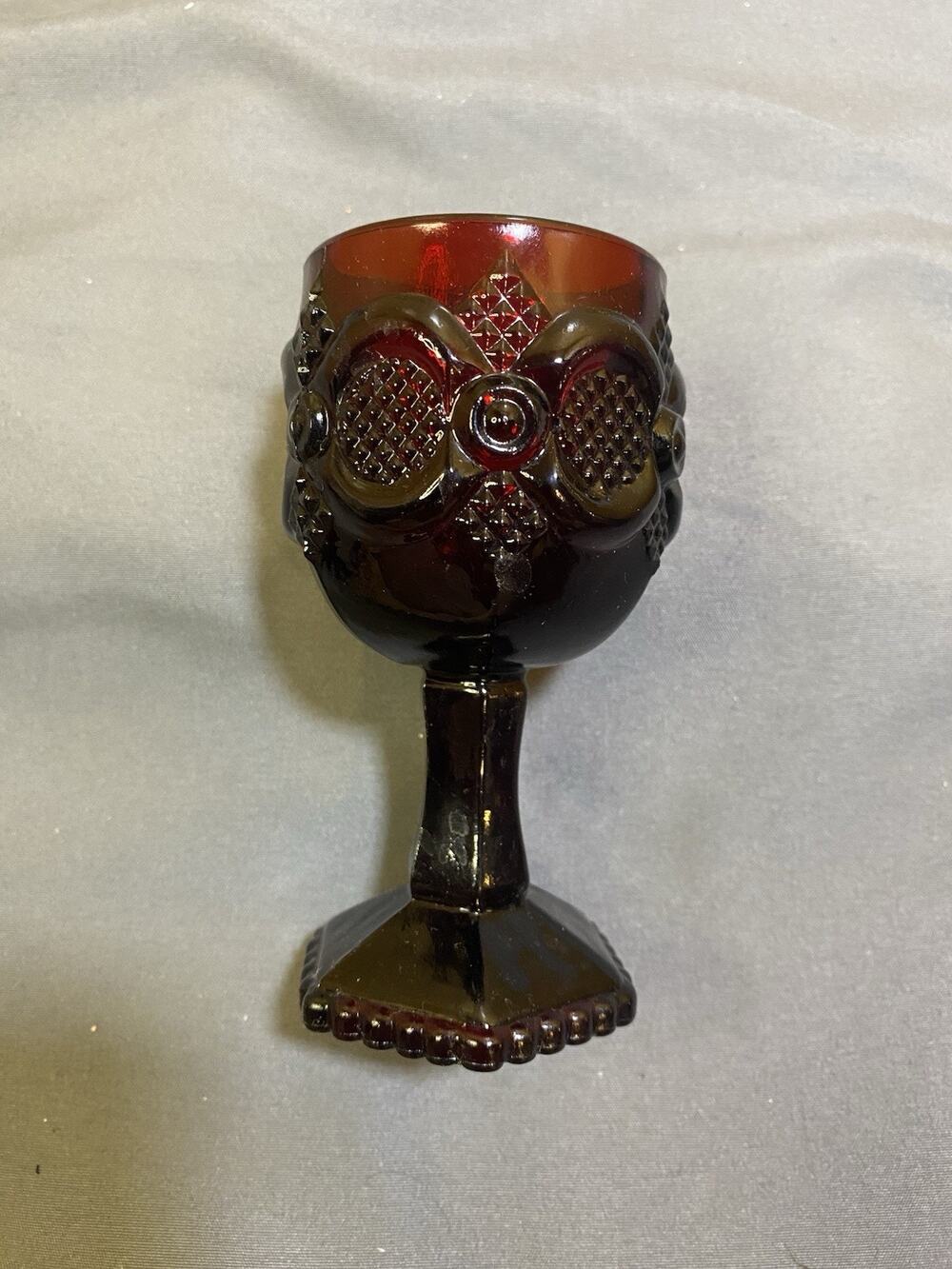 Avon Ruby Red Cape Cod Glassware 4.5" Wine Cordial Goblet Stem